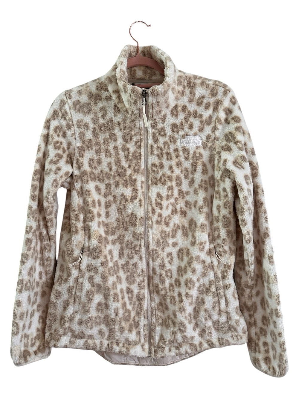 The North Face Women’s Beige Leopard-Print Teddy Fleece Jacket - Picture 2 of 5